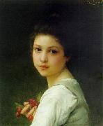 Charles-Amable Lenoir Portrait of a young girl with cherries oil painting